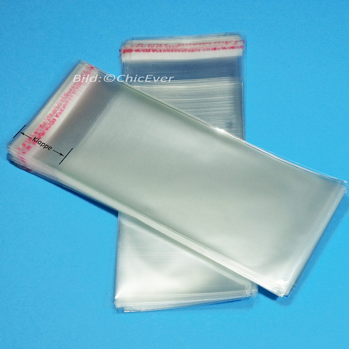 100x praktische selbstklebende OPP Tütchen 6x12cm+Klappe 3cm, Beutel, Tüten, Adhäsionsverschlussbeutel, Verpackung, transparent